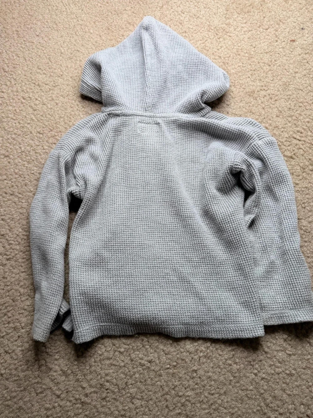 Carters Little Planet Light Gray Waffle-Knit Hooded Kids Sweatshirt 2T
